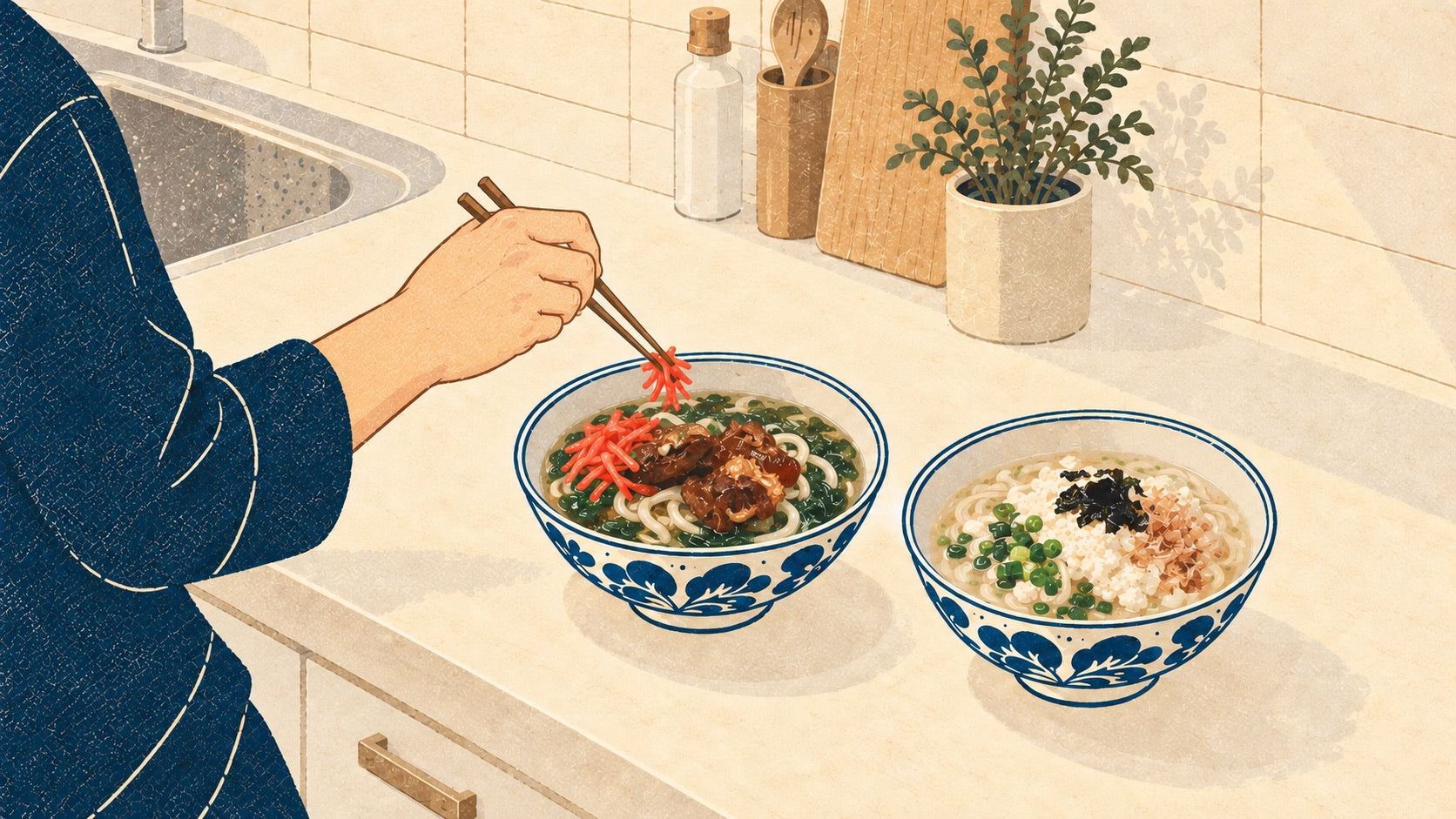 薬味を添える